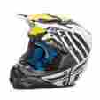 369-127 Fly Racing F2 Carbon Mips Helmet Matte Wht Blk Hi-vis Mx Riding Gear Atv Bmx