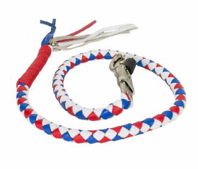 Gbw11-11 42 Inch Get Back Whip Red Whit And Blue Hand Braided Leather With Quick Release