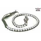 Gbw17-11 42inch Long Genuine Hand-braided Leather Green And White Get Back Whip For Motorcycle