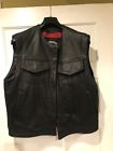 7209rm-44 Legendary Products Brotherhood Mens Leather Motorcycle Vest With Gun Pockets