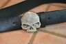 99408-09vw Harley Davidson Willie Bling Skull Belt Buckle Crystals Plain Leather