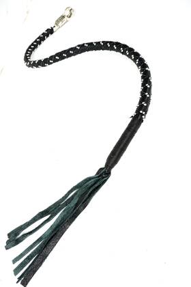 Acid Tactical 765105941435 Genuine Leather Motorcycle Whip Get Back Tassels 41 Inch Black Beads