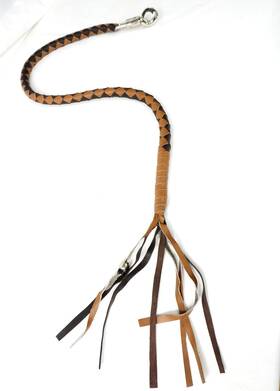 Acid Tactical 765105941442 Genuine Leather Motorcycle Whip Get Back With Tassels 41 Inch Brown