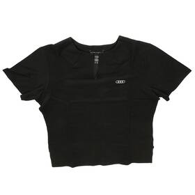 Acm-380-0bl-km-d Audi Womens Black Logo T-shirt Medium