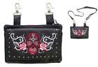 Bag35-ebl14-red Unbranded Studded Red White Sugar Skull Naked Cowhide Leather Belt