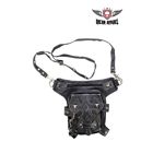 Bag44-11 Dealer Leather Motorcycle Belt Bag Black Naked Cowhide
