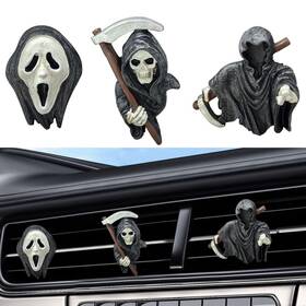 Bdzmc Bdzmc-bc-378 3pcs Cool Skull Car Vent Clip Ghost Skeleton Diffuser Black White