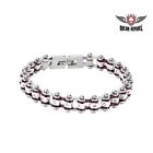 Br34-sms Dream Apparel Chrome And Purple Squared Motorcycle Bracelet With Clear