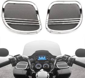 A06-740-1008 Brzoxin Motorcycle Fairing Speaker Grills Cover For Harley Road Glide Cvo Chrome