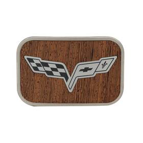 677113 Buckle Down 2005-2013 Corvette C6 Walnut And Chrome Belt With Crossed Flags