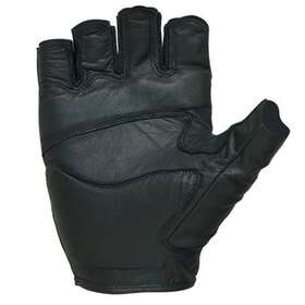 20-1026 Castle New Black Leather Gel Fingerless Motorcycle Riding Gloves Large