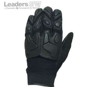 20-4014 Castle New Black Leather Sport Mesh Motorcycle Riding Gloves Medium