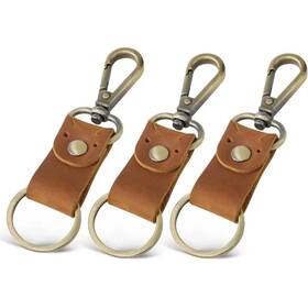 Phnd0246100 Commercify Genuine Leather Heavy Duty Chrome And Key Chain Ring 3-pack Brown