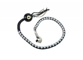 Fgbw22-b8s Dealer Leather Long Black And Silver Hand-braided Motorcycle Get Back Whips With Pool Ball 8