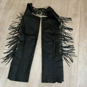 Dream Apparel 704078577418 Unise Leather Usa Bikers Studs Fringe Motorcycle Chaps