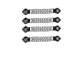 Ac1047-os Dream Apparel Steer Skull Chrome Chain And Leather Vest Extender For Biker Waistcoat Jacket