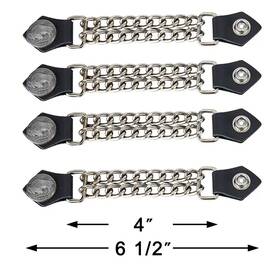 Ac1052-n Dream Apparel Buffalo Head Chrome Chain And Leather Vest Extender For Biker Waistcoat Jacket
