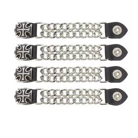 Ac1053 Dream Apparel Cross Logo Chrome Chain And Leather Vest Extender For Biker Waistcoat Jacket Ac1053 Dream Apparel Cross Logo Chrome Chain And Leather Vest Extender For Biker Waistcoat Jacket