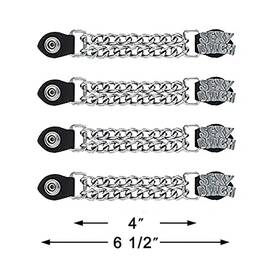 Ac1059 Dream Apparel Silver Chrome Chain And Leather Vest Extender For Biker Waistcoat Jacket