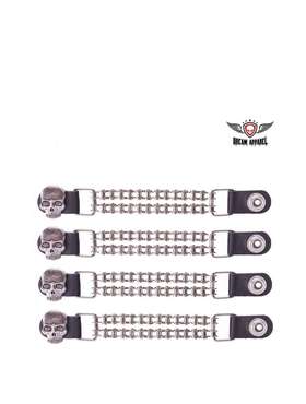 Ac1064-bc Dream Apparel Vest Extender Pack Of 4 Diamond Chrome Leather Chain Double Skull Design