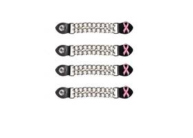 Ac1101 Dream Apparel Pink Ribbon Chrome Chain And Leather Vest Extender For Biker Waistcoat Jacket