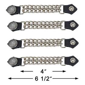 Ac1112 Dream Apparel Eagle Chrome Chain And Leather Vest Extender For Biker Waistcoat Jacket