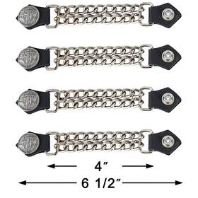 Ac1116 Dream Apparel Native America Chrome Chain And Leather Vest Extender For Biker Waistcoat Jacket