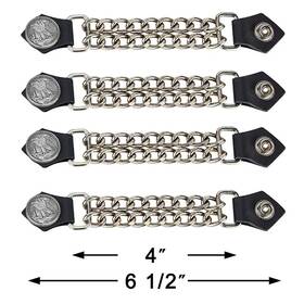 Ac1117 Dream Apparel Bald Eagle Chrome Chain And Leather Vest Extender For Biker Waistcoat Jacket