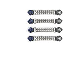 Ac1121-blue Dream Apparel 4 Pcs Silver Chain And Leather Blue Iron Cross Vest Extender For Jacket