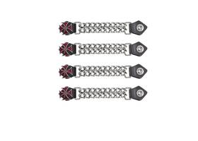 Ac1121-red Dream Apparel Iron Cross Chrome Chain And Leather Vest Extender For Biker Waistcoat Jacket