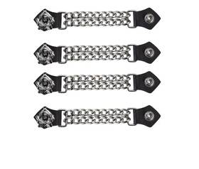 Ac1132 Dream Apparel Grim Reaper Chrome Chain And Leather Vest Extender For Biker Waistcoat Jacket
