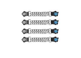 Ac1136-blue Dream Apparel Butterfly Chrome Chain And Leather Vest Extender For Biker Waistcoat Jacket