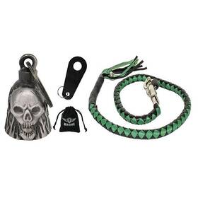 Dbl11-11 Dream Apparel 42 In Leather Biker Get Back Whip And Skull Fire Silver Bell Gift Pack