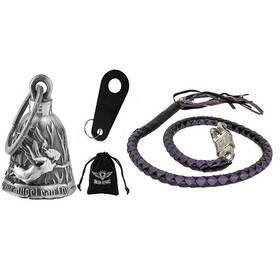 Dbl24-11 Dream Apparel 42 In Black/purple Leather Biker Get Back Whip &never Ride Faster Bell Gift Pack