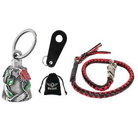 Dbl28-11 Dream Apparel 36 In Black/red Leather Biker Get Back Whip And Red Rose Silver Bell Gift Pack Dbl28-11 Dream Apparel 36 In Black/red Leather Biker Get Back Whip And Red Rose Silver Bell Gift Pack