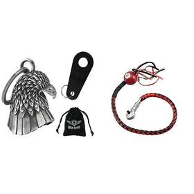 Dbl32-11 Dream Apparel 42 In Black/red Pool Ball Leather Biker Get Back Whip And Eagle Bell Gift Pack