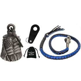 Dbl4-11 Dream Apparel 42 In Leather Biker Get Back Whip And Usa Flag Silver Bell With Hanger Gift Pack