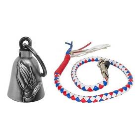Dbl60-11 Dream Apparel 42 In Red/white And Blue Leather Biker Get Back Whip Praying Hand Bell Gift Pack
