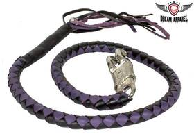 Fgbw10-11s Dream Apparel Biker Black/purple Hand Braided Leather Motorcycle Get Back Whip 42 Inch Inches