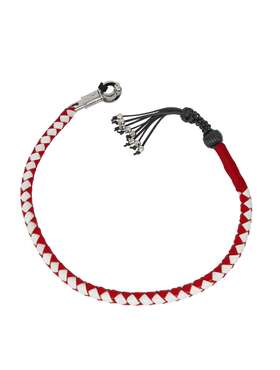Fgbw12-h Dream Apparel 42 Inch Long Genuine Hand-braided Leather Red And White Get Back Whip For Motorcycle