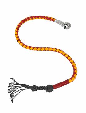 Fgbw15-hs Dream Apparel 36 Inch Yellow And Red Leather Hand Braided Motorcycle Get Back Whip With Monkey Fist