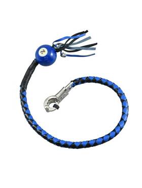 Fgbw2-bb-36 Dream Apparel 36 Inch Genuine Hand-braided Leather Bl/bl Fringed Get Back Whip With Blue Pool Ball