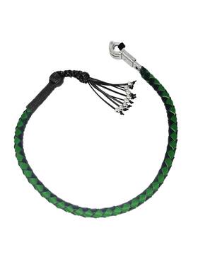 Fgbw4-h Dream Apparel 42 Inch Genuine Hand-braided Leather Blk/green Get Back Whip With Monkey Fist And Skulls