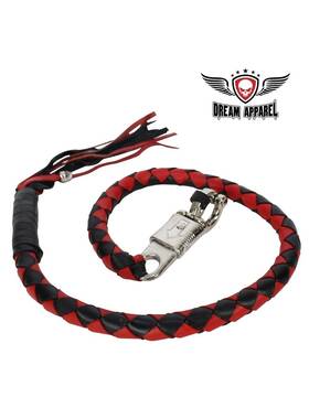 Fgbw6-11s Dream Apparel 36 Inch Black And Red Leather Hand Braided Motorcycle Get Back Whip For All Bikes