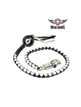 Dream Apparel Fgbw7-b8 42 Inch Black &white Leather Hand Braided Motorcycle Get Back Whip With 8 No Pool Ball