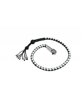 Fgbw7-h Dream Apparel 42 Inch Genuine Hand-braided Leather Blk/white Get Back Whip With Monkey Fist And Skulls