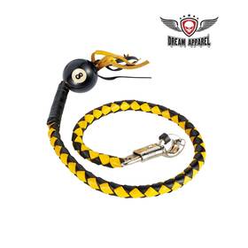 Fgbw8-b8 Dream Apparel Motorcycle Biker Black/yellow Leather 8 Pool Ball Get Back Whip 42 Inch Inches