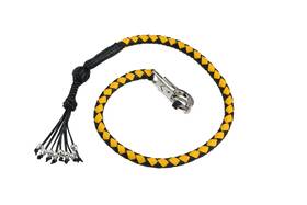 Fgbw8-h Dream Apparel Black And Yellow Motorcycle Biker Skulls Leather Get Back Whip 42 Inch Inches Long