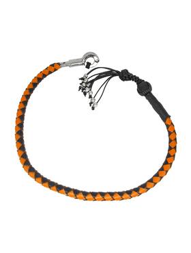 Fgbw9-h Dream Apparel 42 Inch Genuine Hand-braided Leather Black/orange Get Back Whip With Monkey Fist