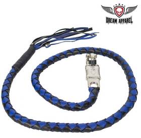 Gbw2-11l Dream Apparel Biker Black/blue Hand Braided Leather Motorcycle Get Back Whip 50 Inch Inches Long